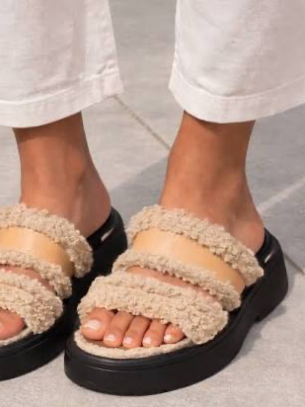 Staud Studio Siesta Shearling Slide Sandals | Doe Beige | Cozy Luxe | euro 38